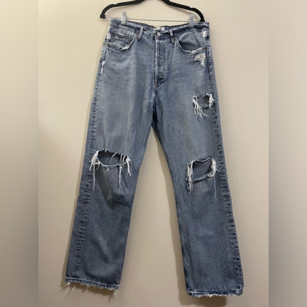 Agolde 90’s Jeans - Straight Leg High Rise Distressed Jeans - 29